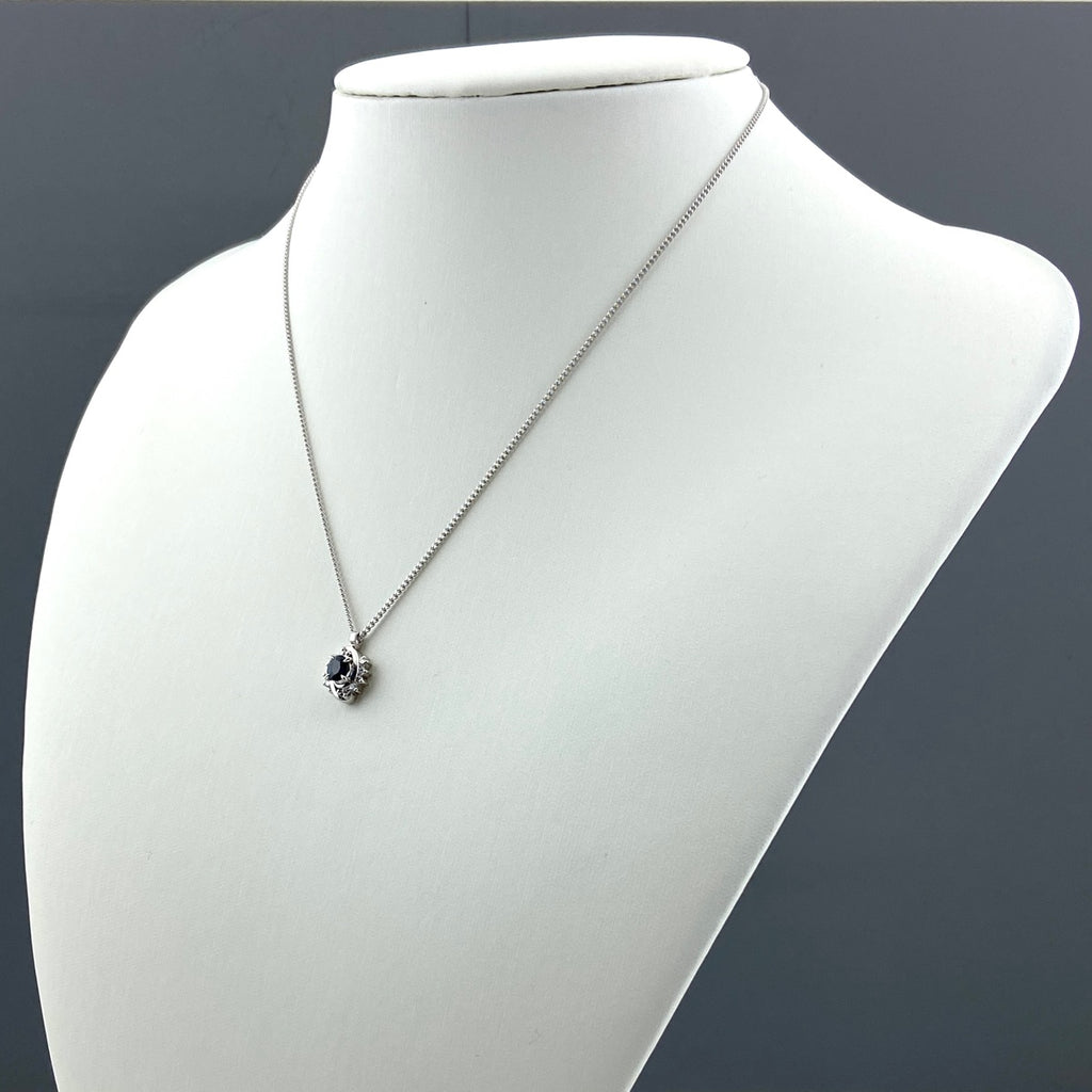 サファイア デザインネックレス プラチナ ペンダント メレダイヤ ダイヤモンド ネックレス Pt900 Pt850 サファイア レディース 【中古】nbjwl