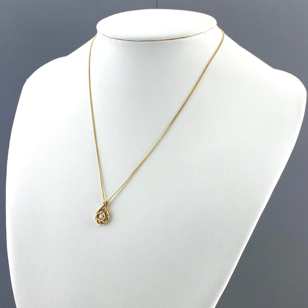 ダイヤモンド デザインネックレス YG イエローゴールド ペンダント ネックレス K18 ダイヤモンド レディース 【中古】nbjwl