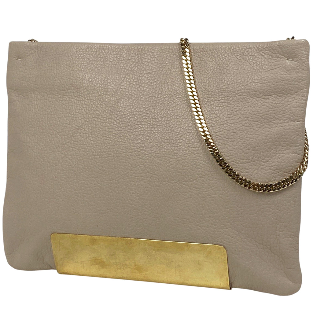 ジミーチュウ ロゴ チェーン ショルダーバッグ 肩掛け ショルダーバッグ レザー ベージュ レディース 【中古】brbag