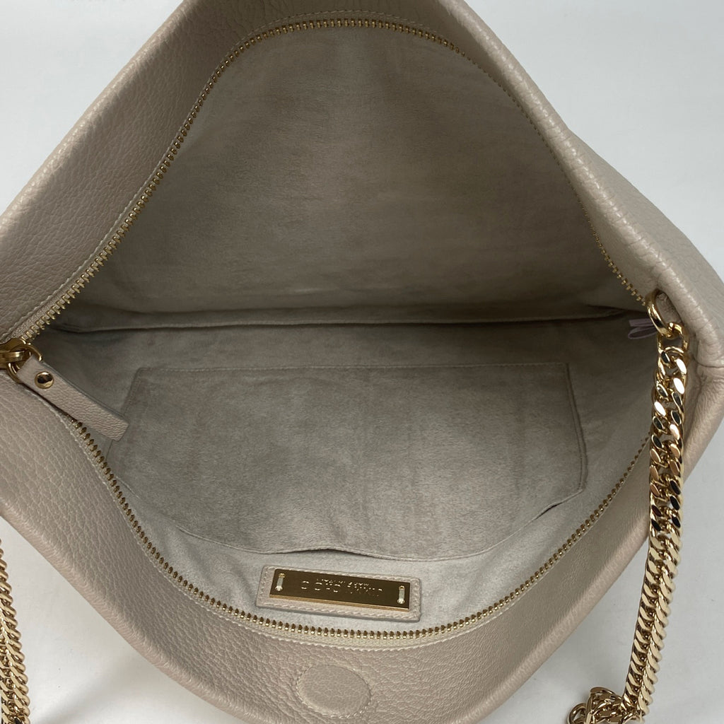 ジミーチュウ ロゴ チェーン ショルダーバッグ 肩掛け ショルダーバッグ レザー ベージュ レディース 【中古】brbag