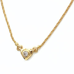 ハートモチーフ ネックレス YG イエローゴールド ペンダント ダイヤモンド ネックレス K18 ダイヤモンド レディース 【中古】nbjwl