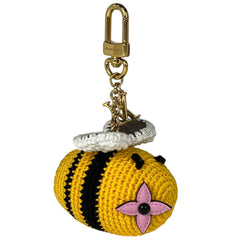 ルイ・ヴィトン バッグチャーム ビー LV クロシェ キーホルダー モノグラムフラワー バッグチャーム コットン モノグラム イエロー M02585 レディース 【中古】brbag