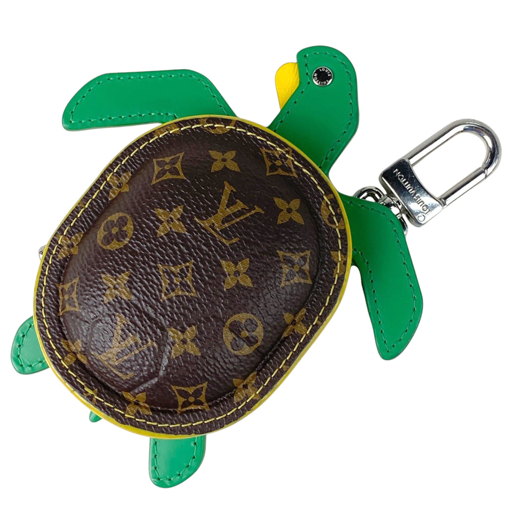 ルイ・ヴィトン キーホルダー LV タートル バッグチャーム カメ キーホルダー モノグラム レザー ブラウン グリーン M01471 レディース 【中古】brbag