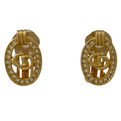 クリスチャンディオール ロゴ ラインストーン イヤリング CD イヤリング GP ゴールド レディース 【中古】bracc
