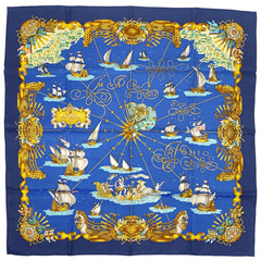 エルメス カレ 90 VOILES DE LUM 光の帆船 ホース スカーフ シルク ブルー マルチカラー レディース 【中古】brbag