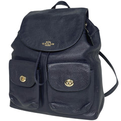 【在庫一掃】 コーチ ロゴ リュックサック バックパック デイパック リュック レザー ネイビー F37410 レディース 【中古】brbag