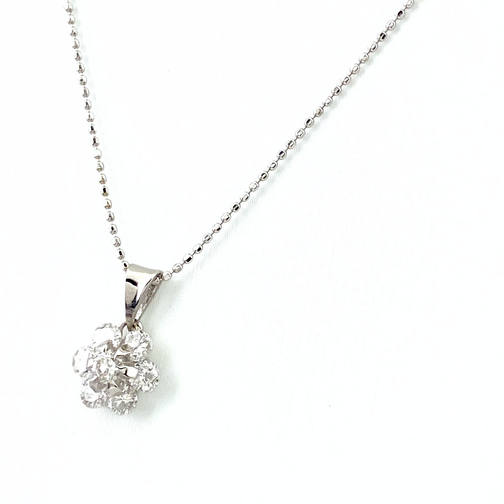 フラワーモチーフ デザインネックレス プラチナ ペンダント メレダイヤ 花 ネックレス Pt900 750 ダイヤモンド レディース 【中古】nbjwl
