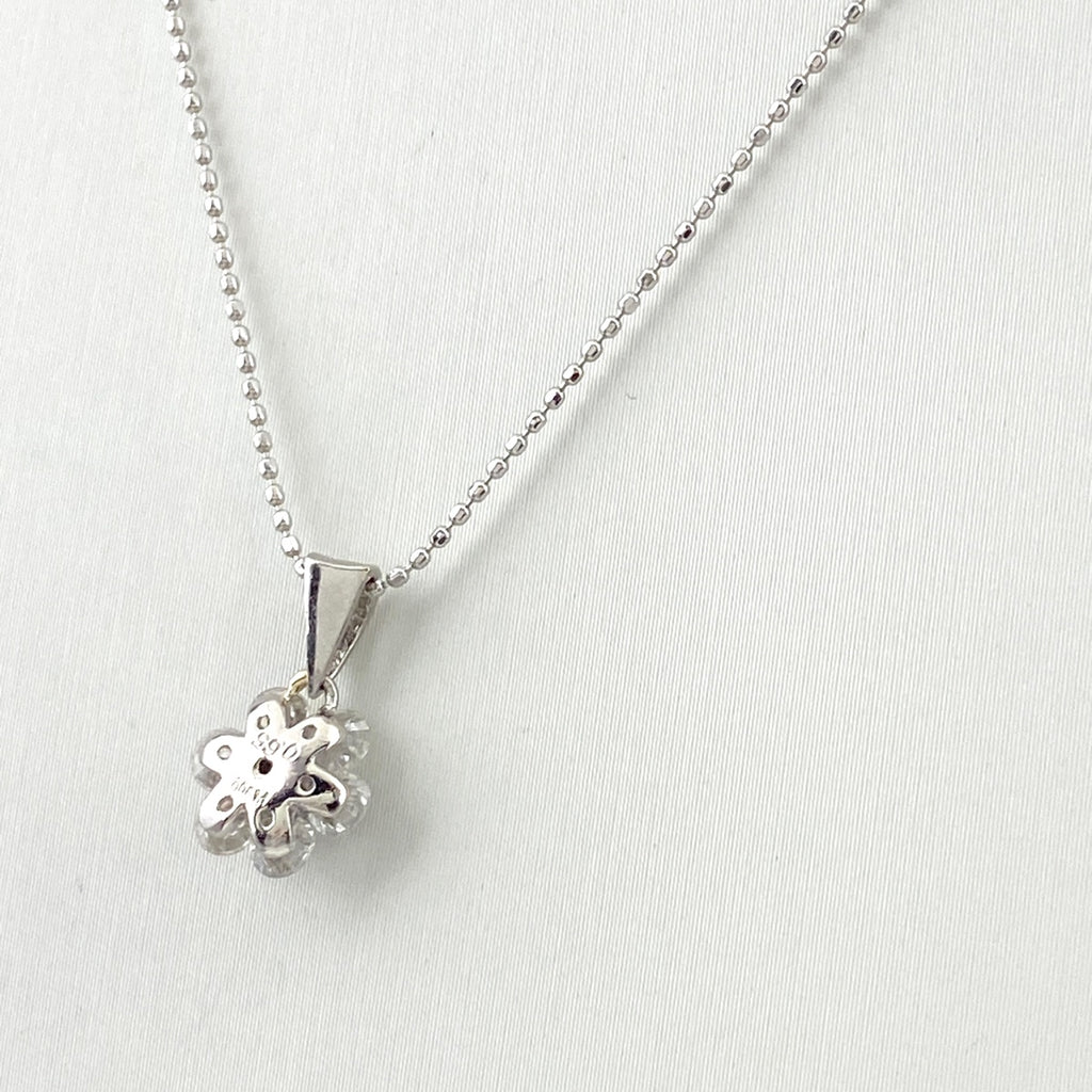 フラワーモチーフ デザインネックレス プラチナ ペンダント メレダイヤ 花 ネックレス Pt900 750 ダイヤモンド レディース 【中古】nbjwl