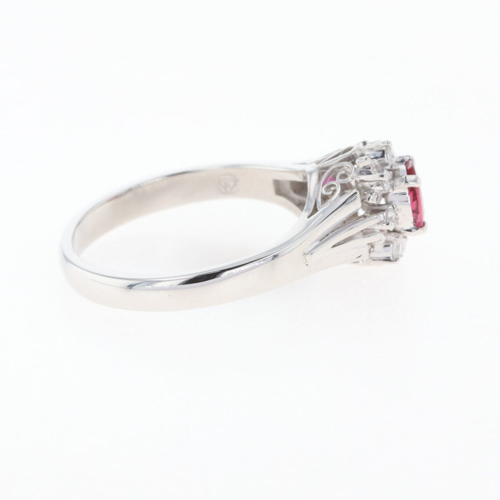 ルビー デザインリング プラチナ 指輪 メレダイヤ リング 9.5号 Pt900 ルビー ダイヤモンド レディース 【中古】nbjwl