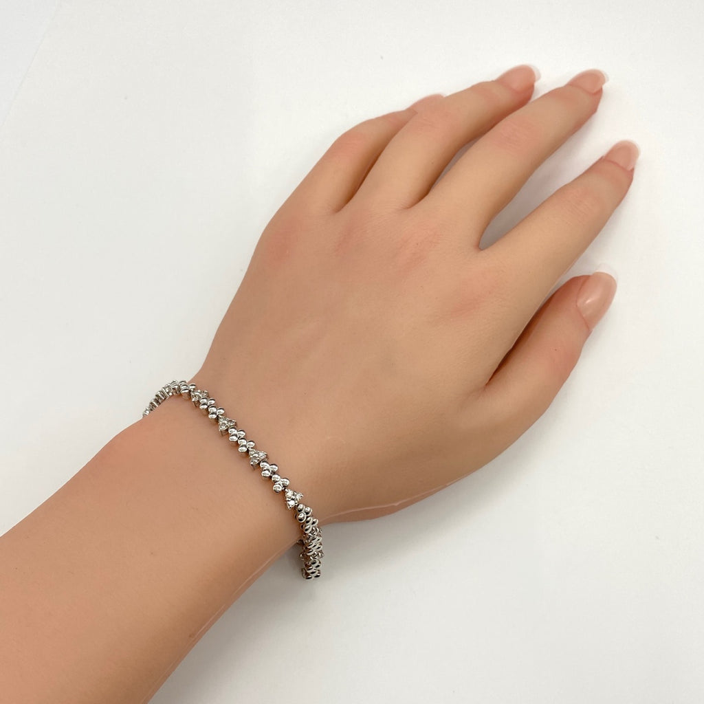 メレダイヤ デザインブレスレット WG ホワイトゴールド 腕輪 ブレスレット K18 WG ダイヤモンド レディース 【中古】nbjwl