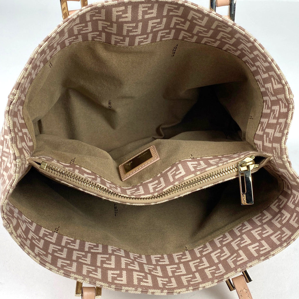 フェンディ ズッキーノ柄 トートバッグ ハンドバッグ トートバッグ キャンバス ピンクベージュ 8BH132 レディース 【中古】 brbag