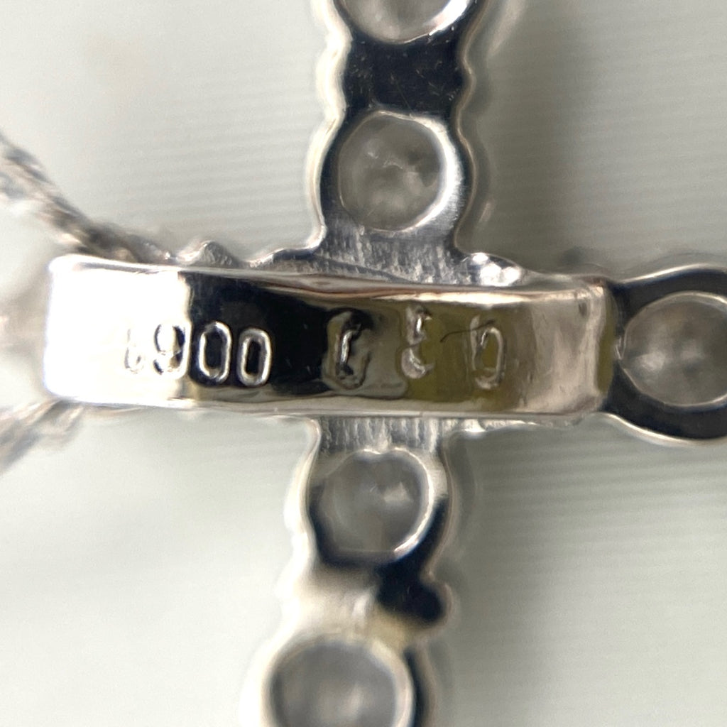 クロスモチーフ デザインネックレス プラチナ ペンダント メレダイヤ 十字架 ネックレス Pt900 Pt850 ダイヤモンド レディース 【中古】nbjwl