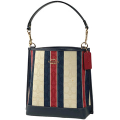 コーチ シグネチャー ハンドバッグ 2WAY ショルダーバッグ ハンドバッグ キャンバス ネイビー CA178 レディース 【中古】 brbag