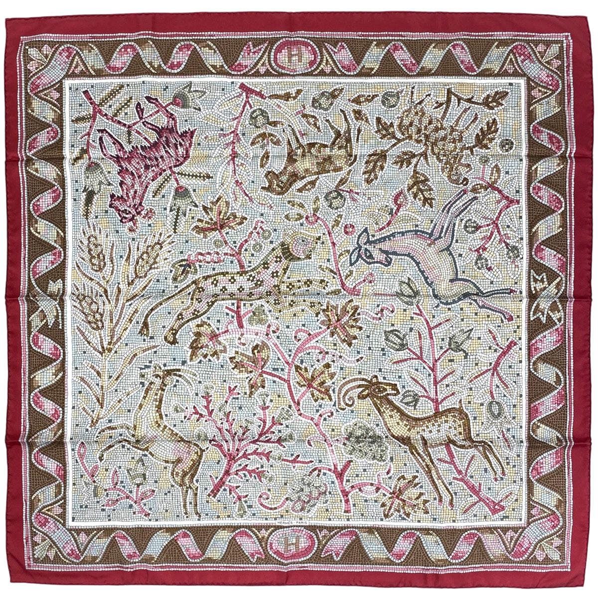 バイセル公式】エルメス カレ 90 アニマル柄 動物 植物 タイル