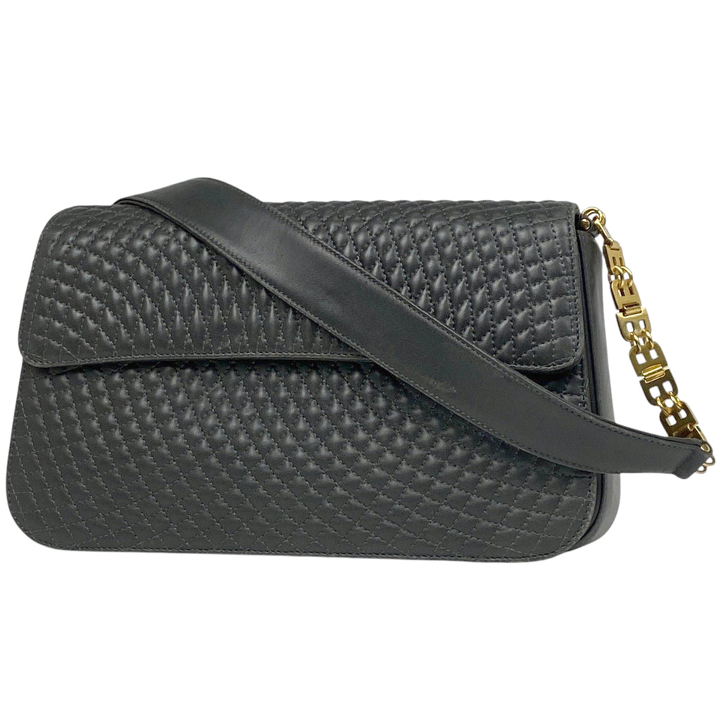 バリー ロゴ ショルダーバッグ キルティング ワンショルダー ショルダーバッグ レザー グレー レディース 【中古】brbag