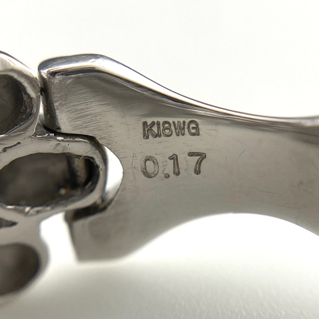 メレダイヤ デザインリング WG ホワイトゴールド 指輪 リング 14号 K18 WG ダイヤモンド レディース 【中古】nbjwl