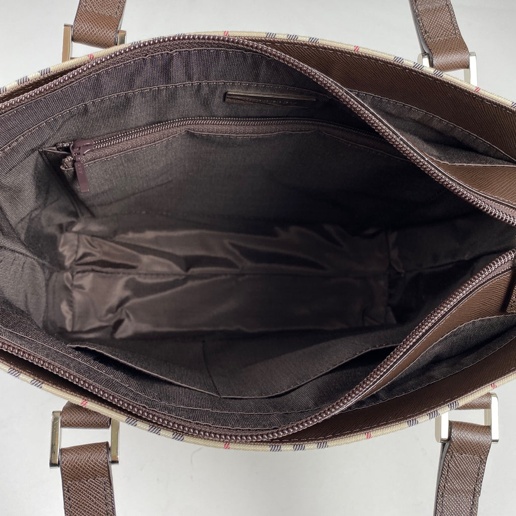 バーバリー ロゴ トートバッグ チェック柄 ハンドバッグ トートバッグ キャンバス ブラウン レディース 【中古】brbag