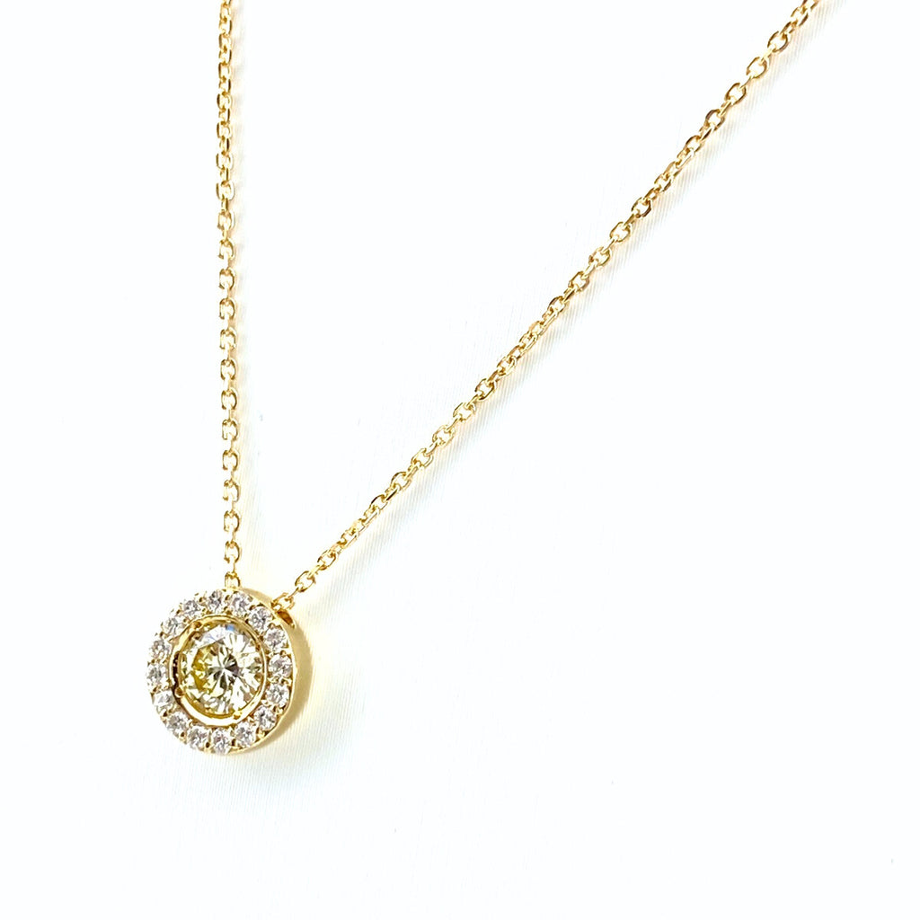 ダイヤモンド デザインネックレス YG イエローゴールド ペンダント メレダイヤ ネックレス K18 ダイヤモンド レディース 【中古】nbjwl