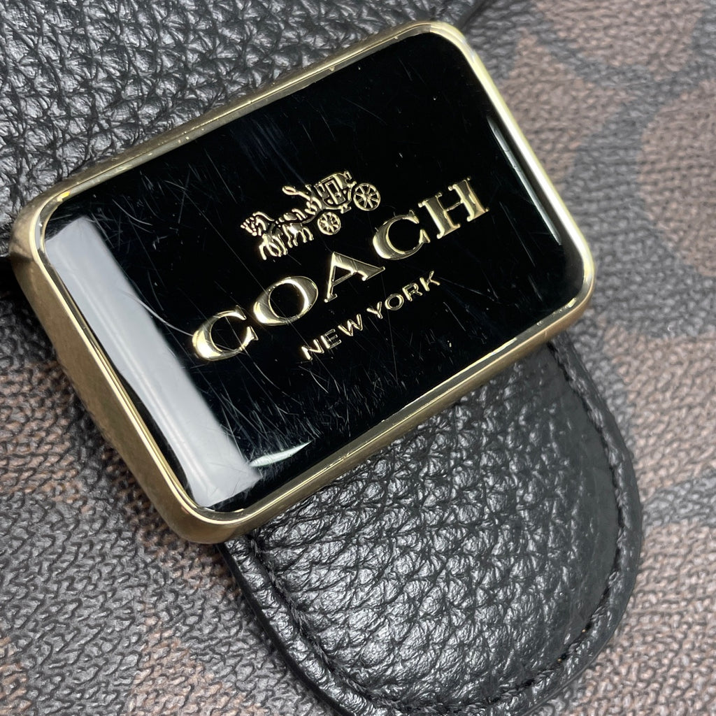 コーチ シグネチャー ハンドバッグ 2WAY ショルダーバッグ ハンドバッグ コーティングキャンバス ブラウン ブラック C7228 レディース 【中古】brbag