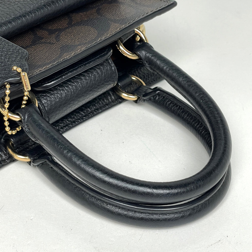 コーチ シグネチャー ハンドバッグ 2WAY ショルダーバッグ ハンドバッグ コーティングキャンバス ブラウン ブラック C7228 レディース 【中古】brbag