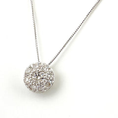 フラワーモチーフ デザインネックレス プラチナ ペンダント メレダイヤ 花 ネックレス Pt900 Pt850 ダイヤモンド レディース 【中古】 nbjwl