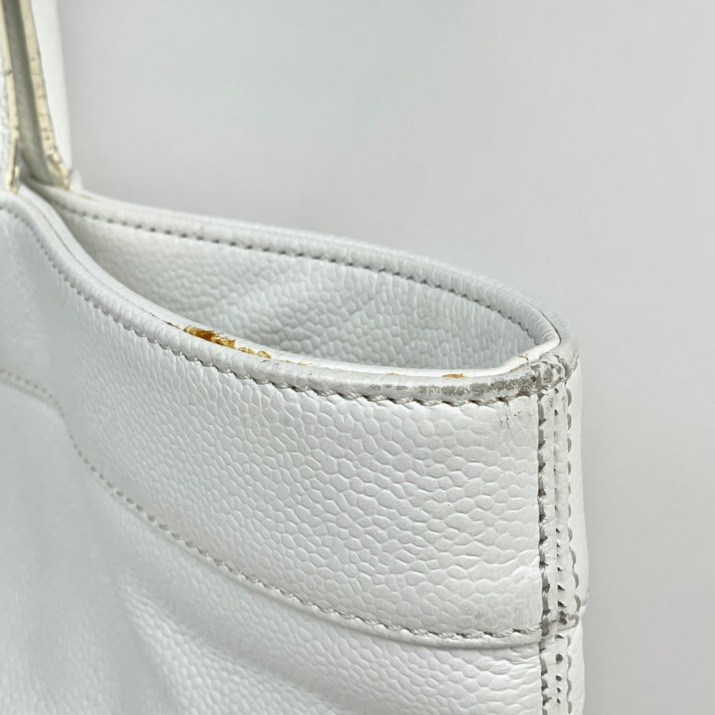 シャネル ココマーク トートバッグ ショルダーバッグ トートバッグ キャビアスキン ホワイト レディース 【中古】 brbag