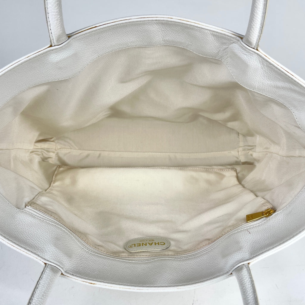 シャネル ココマーク トートバッグ ショルダーバッグ トートバッグ キャビアスキン ホワイト レディース 【中古】 brbag