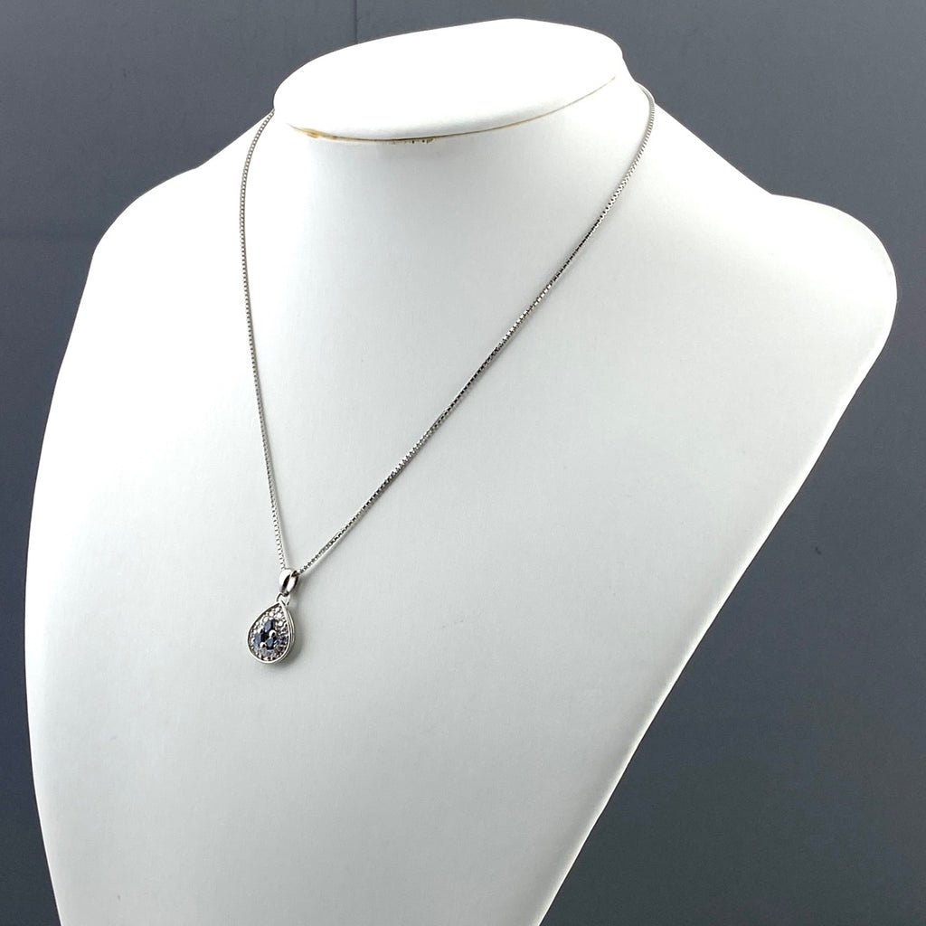 ドロップ モチーフ デザインネックレス プラチナ ペンダント メレダイヤ ダイヤモンド 雫 ネックレス Pt900 Pt850 アレキサンドライト レディース 【中古】nbjwl