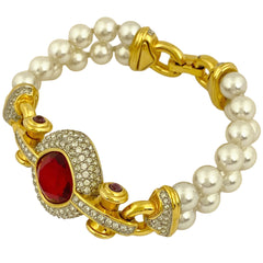 スワロフスキー フェイクパール ブレスレット カラーストーン ブレスレット レディース 【中古】bracc