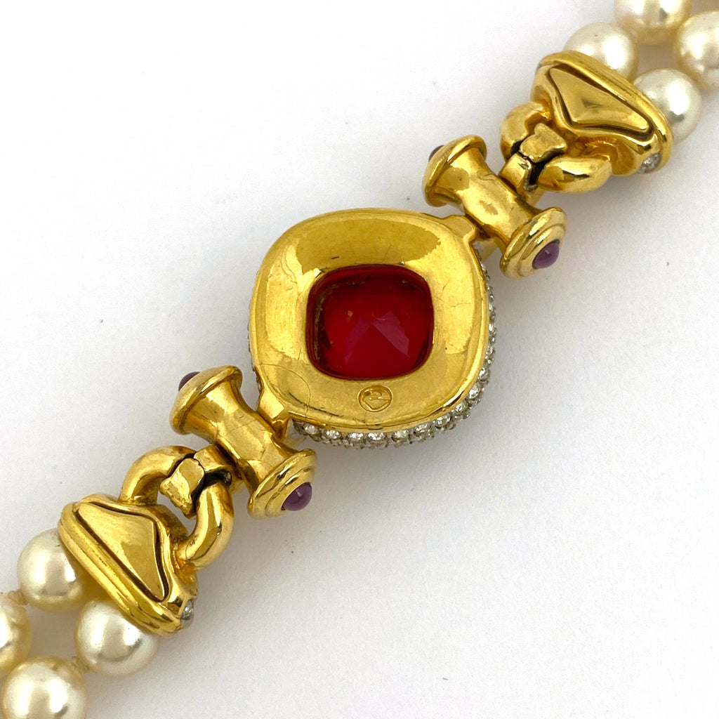 スワロフスキー フェイクパール ブレスレット カラーストーン ブレスレット レディース 【中古】bracc