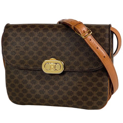 セリーヌ マカダム柄 ショルダーバッグ 斜め掛け ショルダーバッグ コーティングキャンバス ブラウン レディース 【中古】brbag