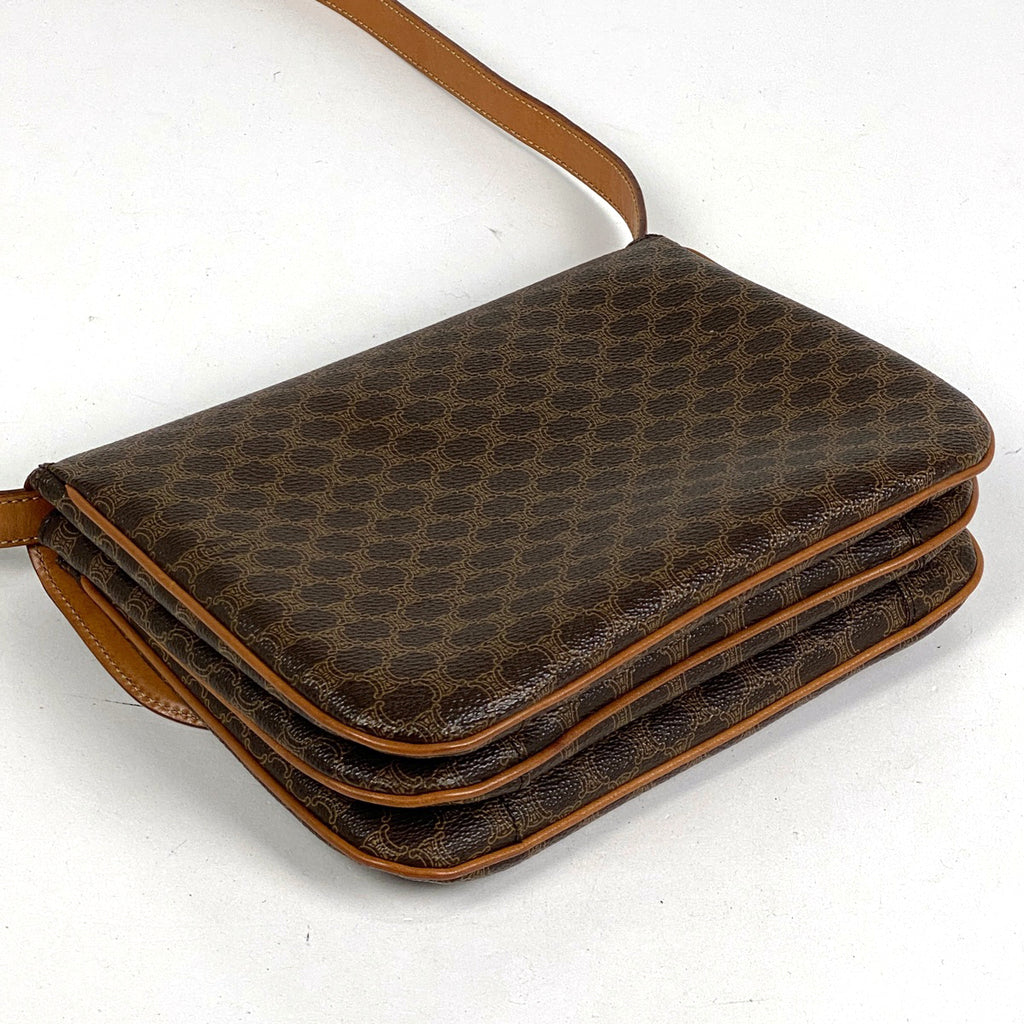 セリーヌ マカダム柄 ショルダーバッグ 斜め掛け ショルダーバッグ コーティングキャンバス ブラウン レディース 【中古】brbag