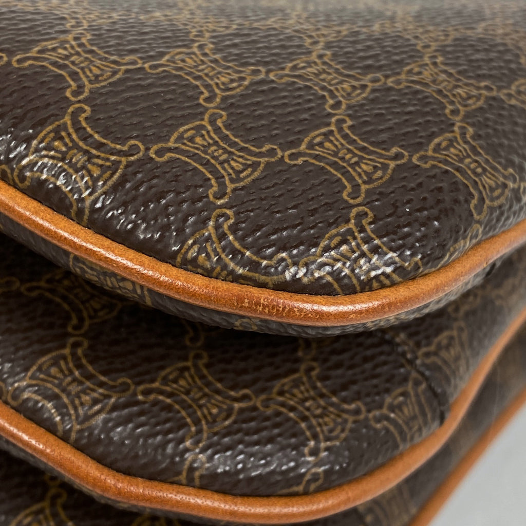 セリーヌ マカダム柄 ショルダーバッグ 斜め掛け ショルダーバッグ コーティングキャンバス ブラウン レディース 【中古】brbag