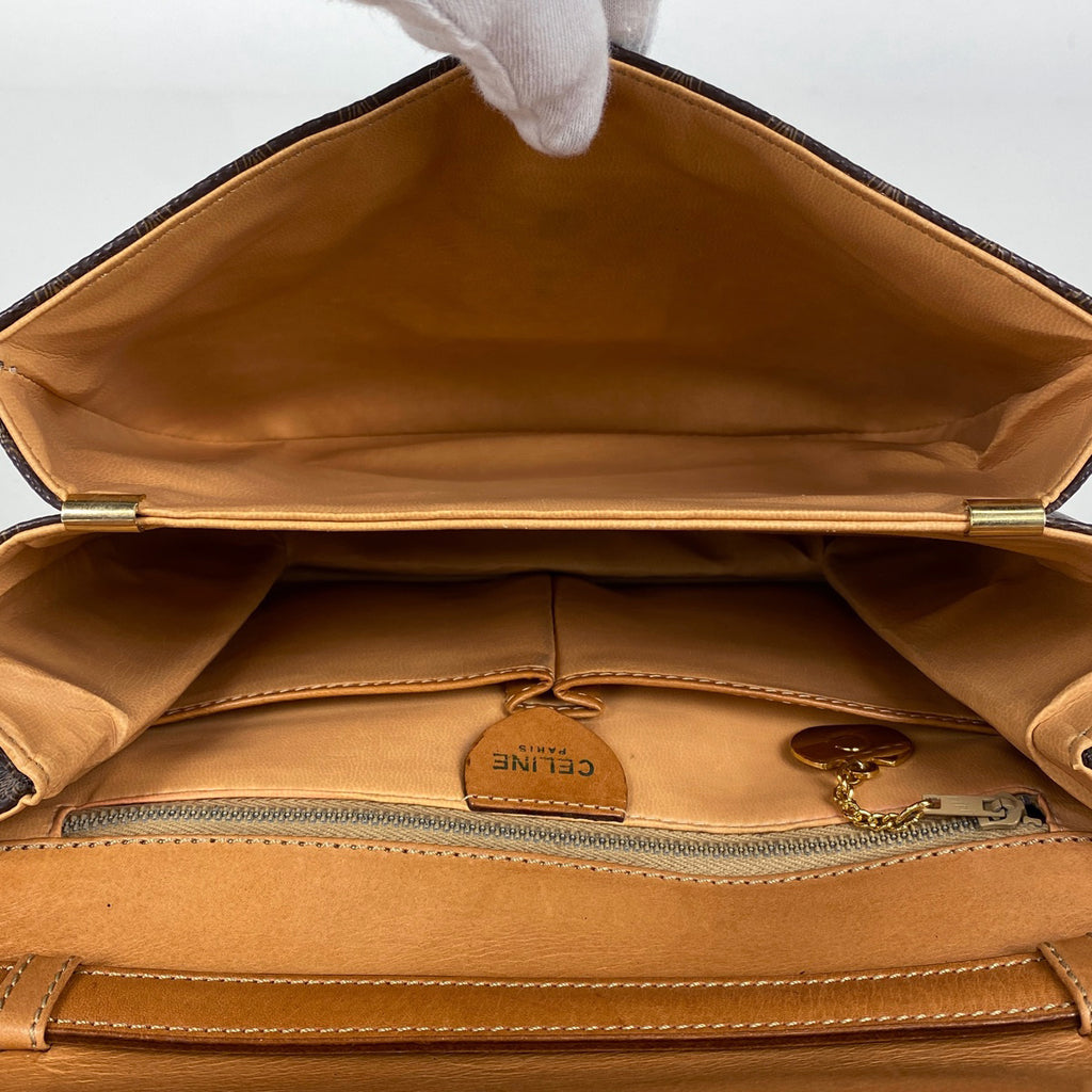 セリーヌ マカダム柄 ショルダーバッグ 斜め掛け ショルダーバッグ コーティングキャンバス ブラウン レディース 【中古】brbag