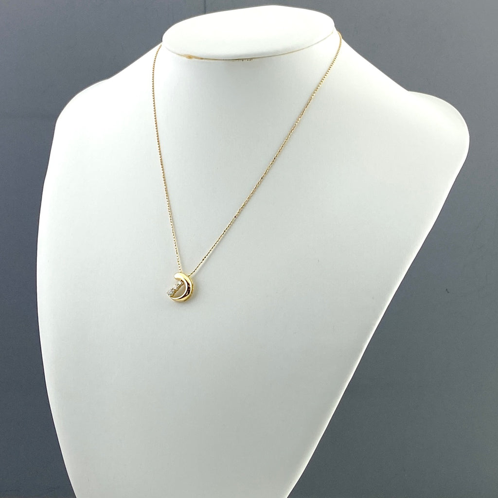 メレダイヤ デザインネックレス YG イエローゴールド ペンダント ネックレス K18 ダイヤモンド レディース 【中古】nbjwl
