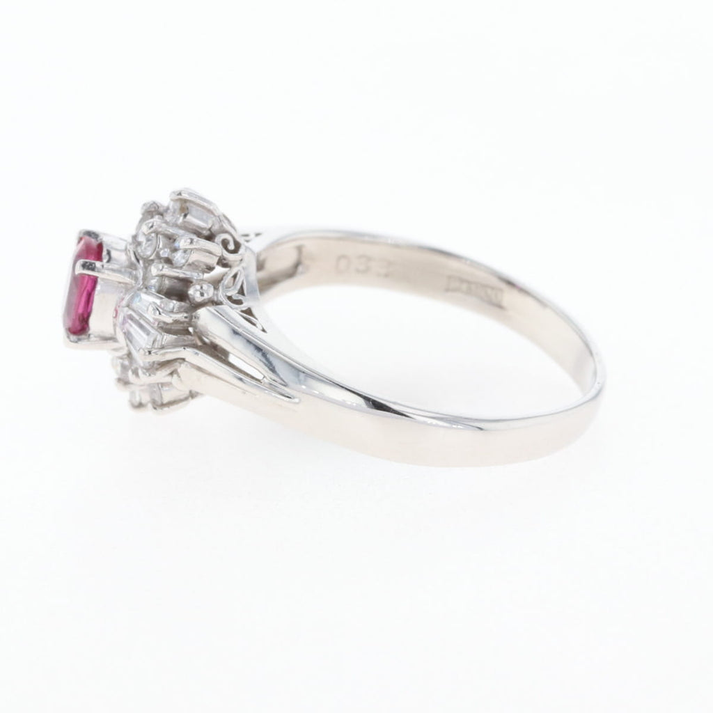 ルビー デザインリング プラチナ 指輪 メレダイヤ リング 9.5号 Pt900 ルビー ダイヤモンド レディース 【中古】nbjwl