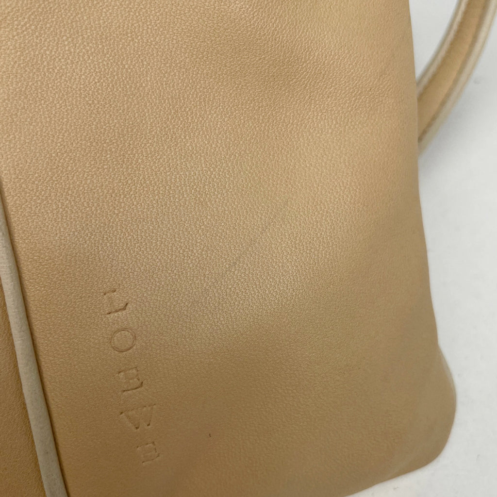 ロエベ ロゴ ショルダーバッグ レザー ベージュ レディース 【中古】