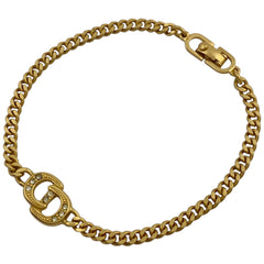 クリスチャンディオール ロゴ ラインストーン ブレスレット CD 腕輪 ブレスレット GP ゴールド レディース 【中古】 bracc