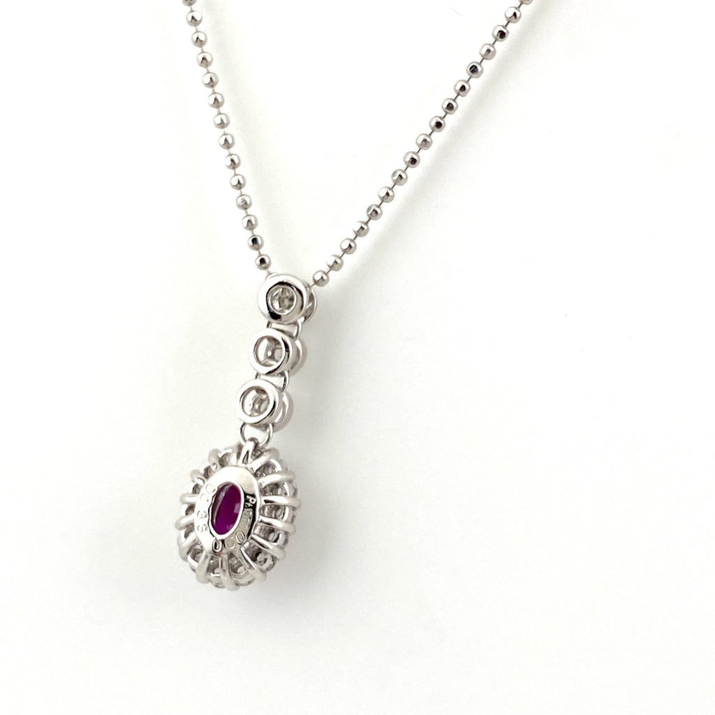 ルビー デザインネックレス プラチナ ペンダント メレダイヤ ダイヤモンド ネックレス Pt900 Pt850 ルビー レディース 【中古】nbjwl