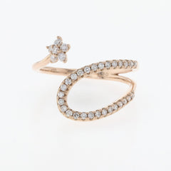 メレダイヤ デザインリング PG ピンクゴールド 指輪 リング 13号 K18 ダイヤモンド レディース 【中古】nbjwl