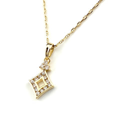 メレダイヤ デザインネックレス YG イエローゴールド ペンダント ネックレス K18 ダイヤモンド レディース 【中古】nbjwl