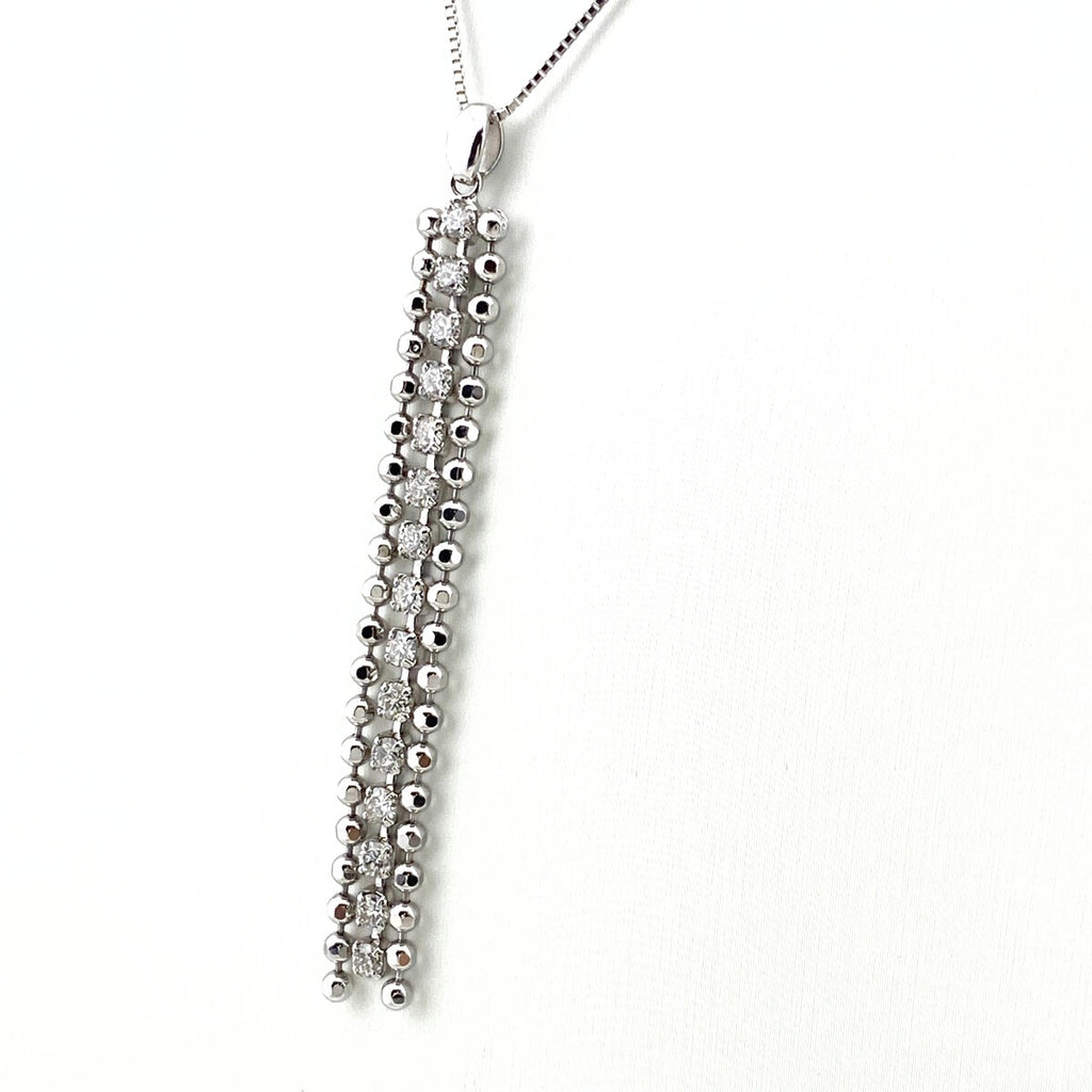 メレダイヤ デザインネックレス WG ホワイトゴールド ペンダント ネックレス K18 WG ダイヤモンド レディース 【中古】nbjwl