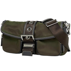 プラダ ロゴプレート ショルダーバッグ 斜め掛け ショルダーバッグ ナイロン ブラウン レディース 【中古】 brbag