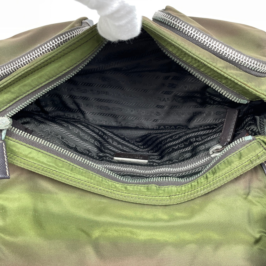 プラダ ロゴプレート ショルダーバッグ 斜め掛け ショルダーバッグ ナイロン ブラウン レディース 【中古】 brbag