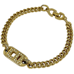 クリスチャンディオール ロゴ ラインストーン ブレスレット CD ブレスレット GP ゴールド レディース 【中古】 bracc