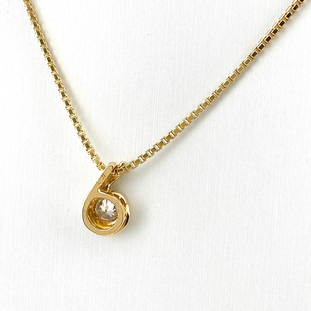 ダイヤモンド デザインネックレス YG イエローゴールド ペンダント ネックレス K18 750 ダイヤモンド レディース 【中古】nbjwl