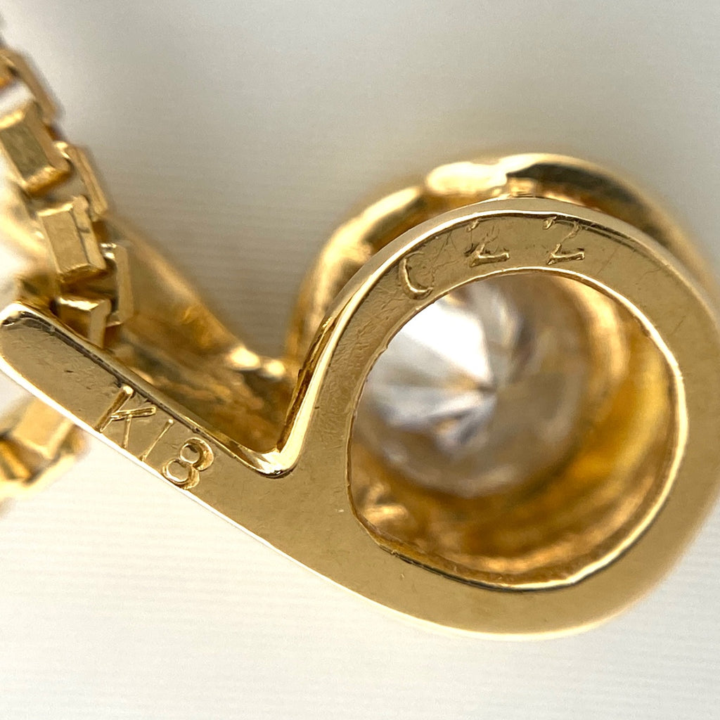 ダイヤモンド デザインネックレス YG イエローゴールド ペンダント ネックレス K18 750 ダイヤモンド レディース 【中古】nbjwl
