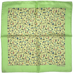エルメス プチカレ 牧場柄 ハンカチ スカーフ シルク ライトグリーン マルチカラー レディース 【中古】 brbag