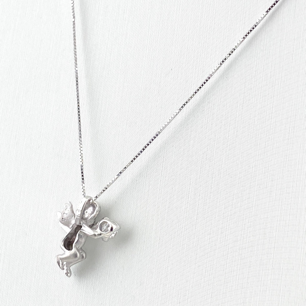 K18 WG エンジェル ダイヤモンド ネックレス 0.10CT レディース 中古 nbjwl