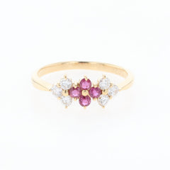 K18 YG フラワー ルビー リング 8.5号 0.22CT レディース 中古 nbjwl